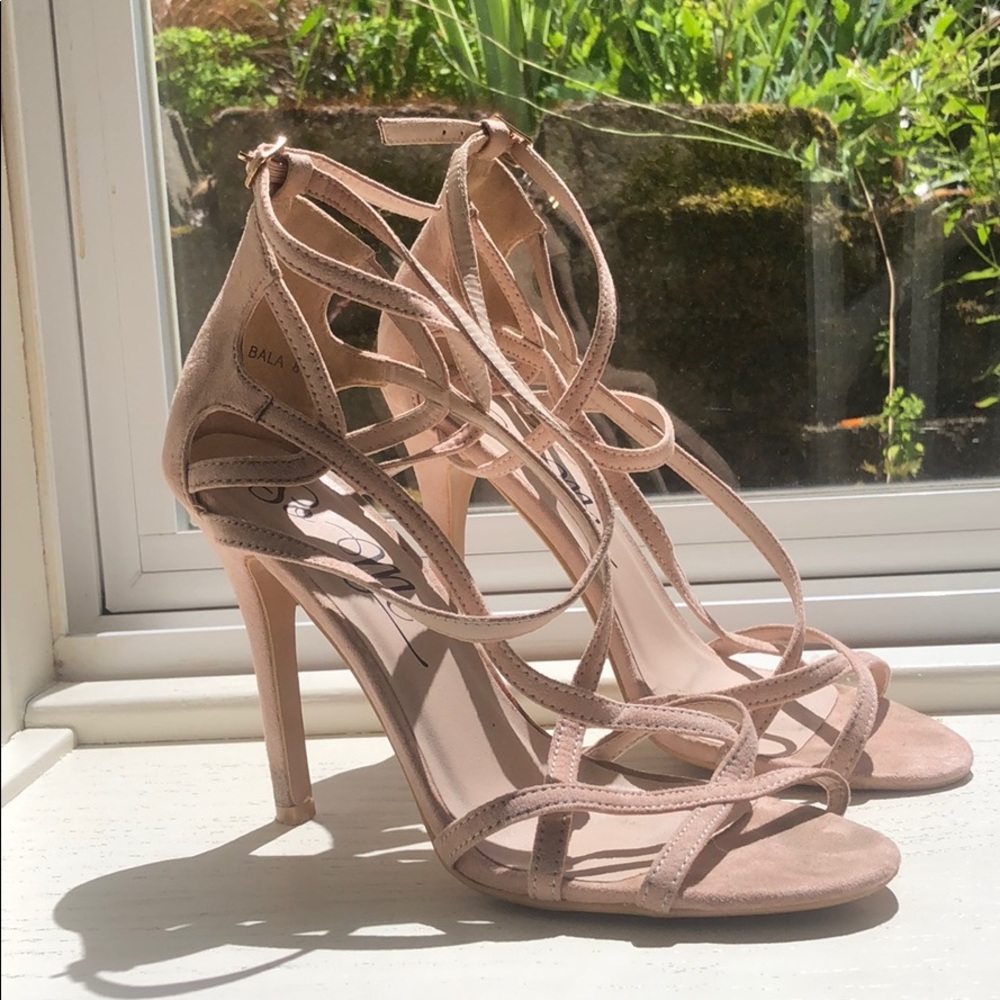Pink strappy heels